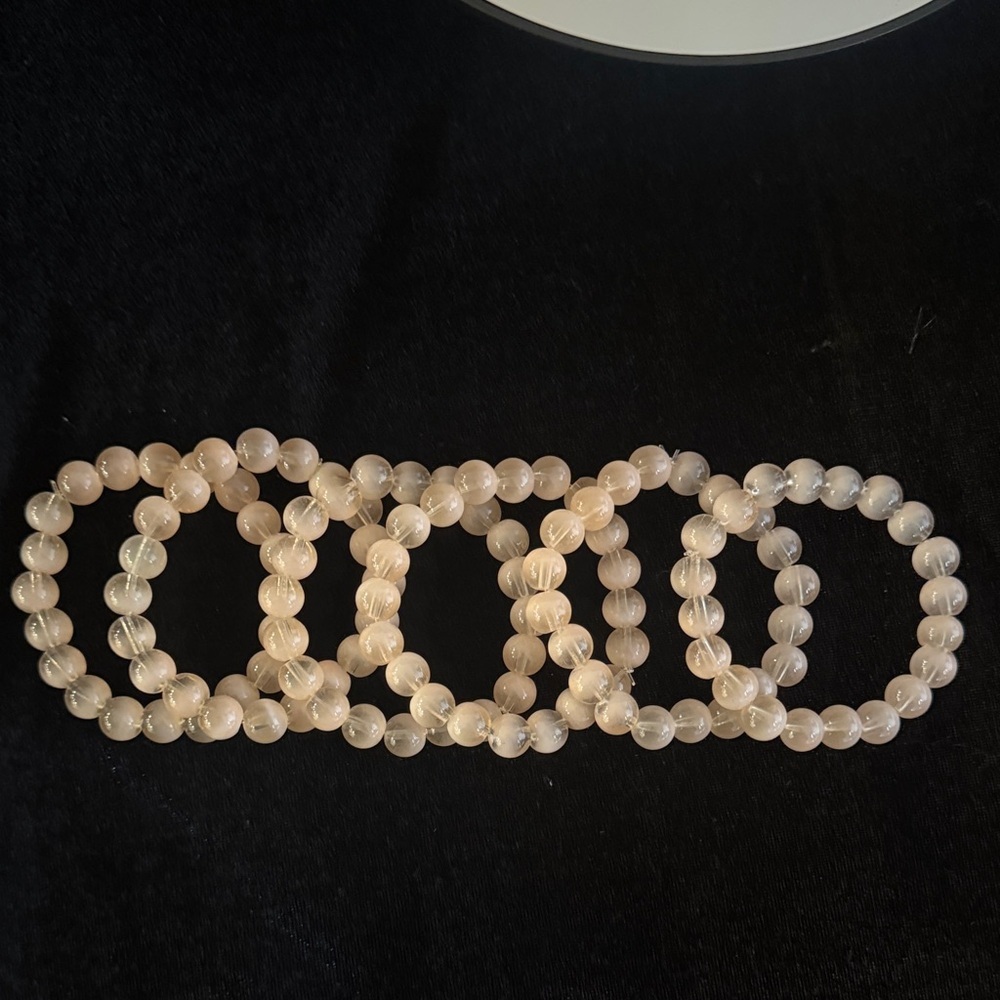 Chic Peach Glass Beaded Bracelet Set - Picture 2 of 2